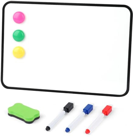 Whiteboard Klein, 30x21cm Magnettafel Magnettafel A4, Doppelseitige Tragbare Magnetwand mit Stiften und Mini Magnets, Radiergummi, Schreibtafel Abwischbar