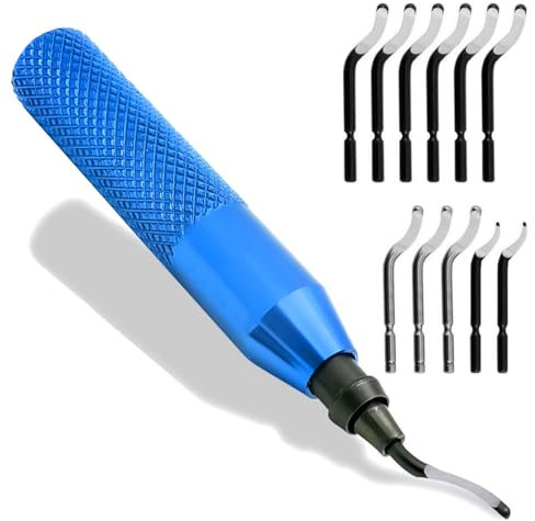 Amexo Entgrater Werkzeug Universal, Handentgrater Werkzeugsatz mit 11 Klingen 360 ° Rotierender Klinge Schneidwerkzeug für 3D Drucker Kunststoff Stahl Aluminium