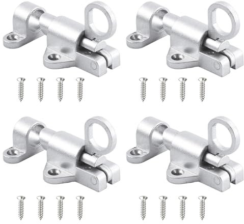 Sxutop Chiavistelli Automatici a Molla 4 Pezzi Serratura Chiavistello In Alluminio Argentato Chiavistello a Molla Piccolo con 16 Viti per Porta in Legno,Finestre,Ante di Armadi