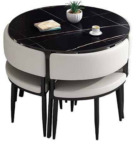 Modernes Esstisch-Set mit 4 Stühlen für kleine Räume, Küchenmöbel für Esszimmer, quadratischer/runder Tisch für 4 5-teilige moderne Besprechungstische und Verhandlungsstühle