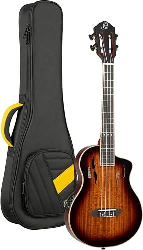 Ortega Guitars Tenor Ukulele Elektro-Akustisch – Massiver Korpus – Tourplayer Series – Inklusive Gig Bag – Akazie/Okoume, Braun (RTPX-U-ACA)