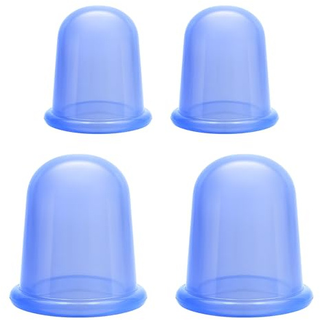 Kit de terapia de ventosas de silicona, 4 tazas y 1 bolsa (azul)