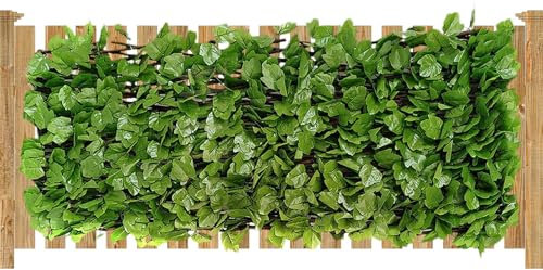 Pantalla de privacidad para terraza, valla de privacidad al aire libre,Valla de privacidad expandible - Paneles de rejilla de jardín ampliados decoración de fondo verde para el balcón del patio del