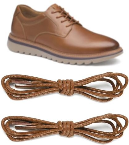 UamGlsob Cordones Oxford Redondos Delgados (ø2mm) para Zapatos de Vestir Hombre- Cintas Enceradas Resistentes para Calzado Formal, Anti-desgaste y nudos firmes(Brown,32Inch/80cm)