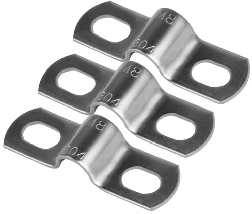 20 Pcs Pipe Strap Clamps, Ø 5/16 Inch 2 Hole Conduit Clips, Heavy Duty Metal U Brackets, Stainless Steel Pipe Clips, Saddle Hose Clamps for Gas Water Pipes Mounting Brackets(8mm)
