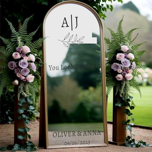 Plaque De Bienvenue For Mariage | Prénoms Personnalisables - Acrylique, Carton For Miroir - Sticker Miroir De Mariage - For Le Mariage De - Réception - Cérémonie(41X57cm)