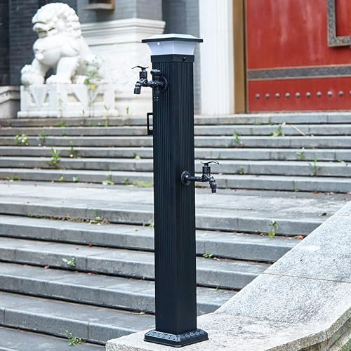 Fontana in metallo da Giardino Esterno con Rubinetto A Doppia Uscita E Tubo Interno in Acciaio Inox, Colonna d'Acqua da Giardino per irrigazione Facile(79cm/31.1in)
