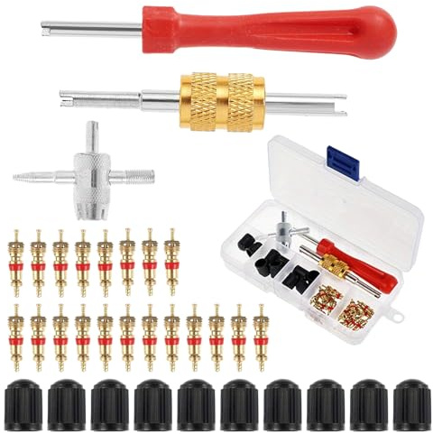33 Stück Reifenventil Werkzeug,Ventilschlüssel,Adapter Fahrradventil Adapter,Fahrrad Ventile,Multifunktional Ventilausdreher,Autoventil Schlüssel Für Fahrradventiladapter Zur Umwandlung In Autoventile