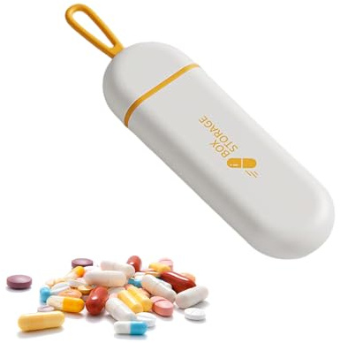 AFIODA Portable Pill Box, Compact 3–7 Day Medicine Organizer for Vitamins & Supplements, Small BPA-Free Daily Pill Case for Travel, Pocket & Purse Use, Secure Compartments (Orange/White