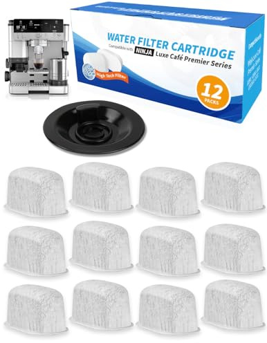 Kaffefilter för Ninja kaffebryggare, reservvattenfilterinsatser för Ninja Helautomatisk kaffemaskin, 12 vattenfilterinsatser för Ninja Luxe Premier ES601EU & Ninja Luxe Pro ES701EU