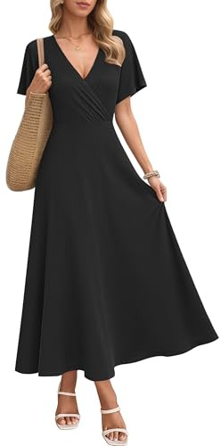 AUSELILY Maxi Dress for Women Summer Dresses Black L