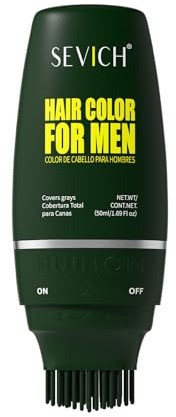 SEVICH Hair Color for Men Gray Coverage, Natural Plant Formula with Applicator Brush, No Ammonia No Peroxide, Quick & Easy Root Touch Up in 30 Minutes (Black)