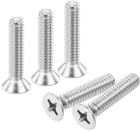 QUARKZMAN 12 Piezas Tornillos De Máquina Con Cabeza Avellanada Y Ranura Cruzada Phillips 1/4 Pulgadas-20x1-1/4 Pulgadas De Acero Inoxidable 304 Color Plata Para Enchufes Domésticas