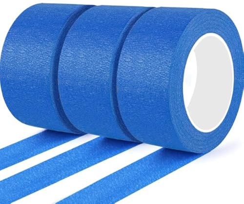 BFHKXW 3 Rolls Blue Masking Tape for Painting, 48mm x 50m Painters Tape, Masking Tape for DIY, Home Renovation & Professional Decoration
