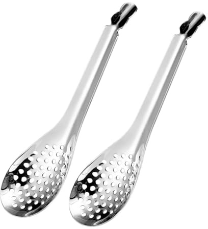 Stainless Steel Slotted Spoon 6.7 Inch Small Skimmer Spoon for Caviar Eggs Poached Eggs and Pasta Cooking Tool