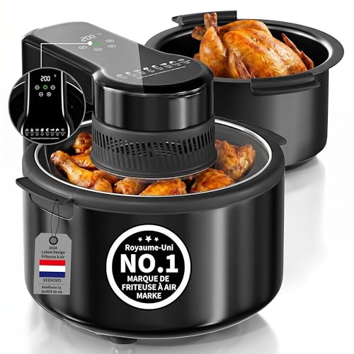 Air Fryer 5L,Friteuse sans huile portable,Diététique,avec Ecran Tactile Digital,Fenêtre de Visualisation,Repas complet, synchronisation, Économie d'énergie (Noir)
