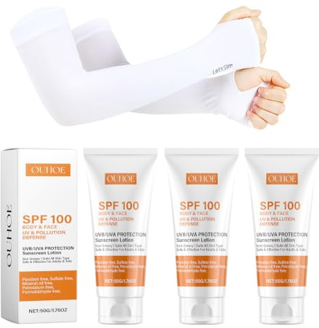 3 Pièces Creme Solaire SPF 100, Moisturising Sun Protection Cream