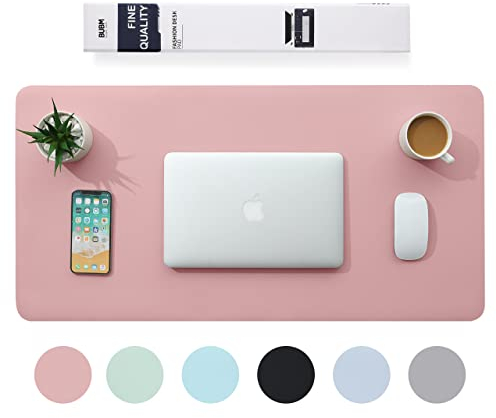Multifunktionales Office Mauspad,BUBM 80 x 40 cm wasserdichte Schreibtischunterlage aus PU-Leder,Ultradünnes Mousepad,rutschfeste Schreibtischmatte, für Büro und Zuhause-Pink