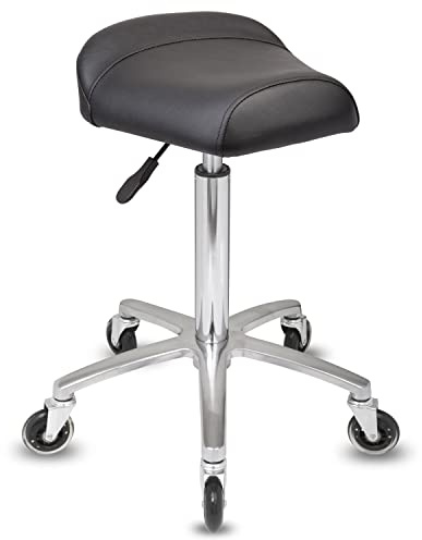 Staboos Rollhocker bis 160 kg - Sattelsitz ergonomisch geformter Praxishocker (Premium Rollen) Drehhocker höhenverstellbar (55 cm bis 75 cm) Breitsitz