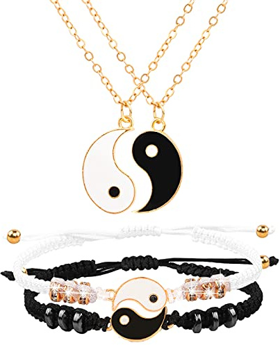 HLenyoy bästa vän kedjor armband för 2 matchande Yin Yang justerbart snöre armband för Bff vänskap relation vän flickvän, 16 centimeters, Flätat rep, Ej tillämpligt