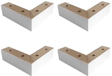 4 Möbelfüße,Massivholz Sofabeine,Kiefer Büro Schrankbeine,Kommode Beine,Dreieck Sockelfuß,Ersatz Beine,TV Schrank Beine,mit Schrauben und Fußpolstern (white)