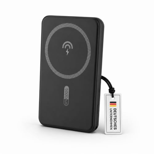 Powerbank kompatibel mit MagSafe 5.000mAh Magnetisch – Wireless Mini Externer Akku mit USB-C & LED Display – Kompatibel mit iPhone/Samsung– Tragbare Schnelllade Powerbank für unterwegs
