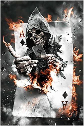 SPLMho Klassisches 1000 Teile Puzzle,Holzpuzzle für Erwachsene,Totenkopf Poker Sensenmann Puzzle,Geschenke Freunde Oder Kinder, Puzle4