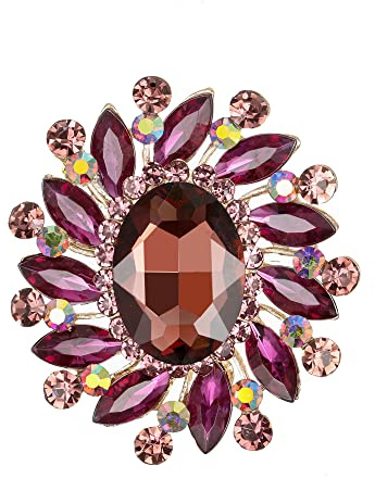 Clearine Ovale Österreichische Kristall-Strass-Brosche für Damen Lila Gold-Ton