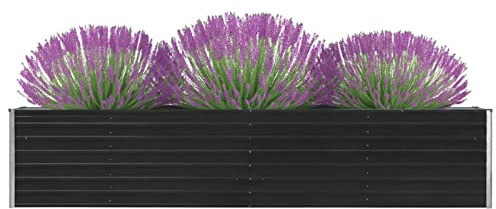 MOONAIRY Garten-Hochbeet, Palettenrahmen, Hochteich, Gemüsebeet, Kräuterregal Balkon, Blumenbeet, Kräuterspirale, Tomatenbeet, Pflanzhochbeet, Verzinkter Stahl 320×40×45 cm Anthrazit
