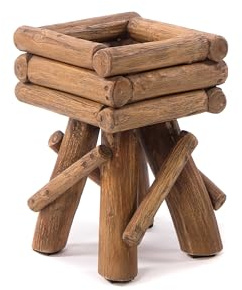 DESIGN DELIGHTS Holz BLUMENHOCKER Twist | Teakholz | rustikaler Hocker, Holzhocker, Flurtisch, Pflanzenhocker, Couchtisch, Beistelltisch, Wurzelholz Hocker | Größe: klein