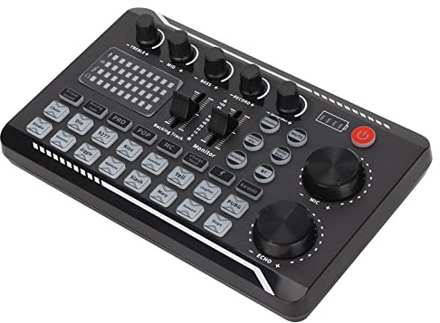 Tarjeta de Sonido en Vivo F998 de 16 Bits, 8 Modos en Vivo, 16 Efectos de Calentamiento, Indicador de Control de Sonido Inteligente, Canal Dual de 44,1 KHz, Reducción de Ruido de Una Tecla Adecuada
