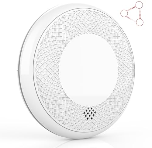 RUNIDUR Rilevatore di Fumo e CO Combinato Collegato Wireless, Rilevatore di Monossido di Carbonio Collegati in Rete, Sensore Preciso con Batteria da 10 Anni, Pulsante di Test, 1 pezzi