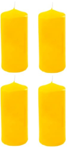 Tradineur - Pack de 4 velas taco con aroma a cítricos, velón de cera perfumada, larga duración: 25 horas, aromaterapia, decoración del hogar (Amarillo, Fantasía Cítrica, 10,5 x 4,5 cm)
