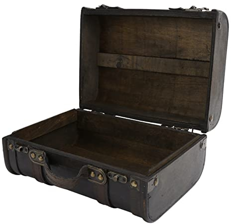 Wakects Holz-Aufbewahrungsbox, Retro-Koffer, Großes Fassungsvermögen, Personalisierter Holzkoffer mit Schloss für Studio-Dekoration, Schaufenster, Fotografie-Requisiten, 23,9 X 17,3 X