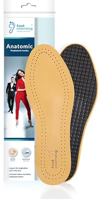 Foot Morning - Solette per Scarpe Anatomiche (1 Paio), Solette Alta Qualità in Pelle con Supporto per Arco Plantare, Protezione in Lattice e Strato in Carboni, Protezione Metatarsale, Unisex (40 EU)