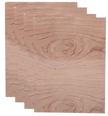 Dekaim Tablero para manualidades, 4 PAQUETES de madera contrachapada natural cortada con láser, formato A4, superficie con veta natural de montaña, corte CNC, manualidades DIY (palisandro brasileño)