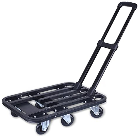 Flachbett-Handwagen Leichter Handwagen mit Schiebewagen und beweglicher Plattform, mit klappbarem, verstellbarem Griff for einfache Lagerung und um 360 Grad drehbaren Rädern Schwerlast-Flachbettwagen