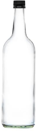 1 Litre Glass Bottles with Screw Caps – Reusable Bottles for Juice, Milk, Water, Cordials & Non-Carbonated Drinks (Black Cap, Pack of 15)