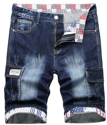 Pantalones Cortos Vaquero Hombre Verano Moda Jeans Casual Talla Grande Pantalones Corto Short Roto Deporte Jogging Retro Pantalon Fitness Chandal Hombre Pantalones de Trekking Playa 2024