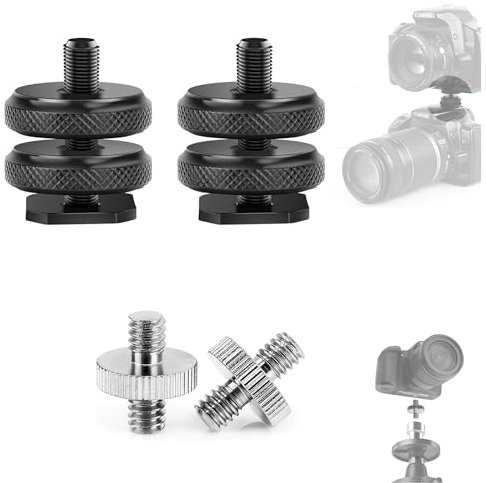 Hezhou 4 Stück Kameraschraube 1/4 Standard 1/4 Stecker Kamera Blitzschuh Adapter Hot Shoe Adapter Für Blitzschuh, 1/4 Female Thread to Hot Shoe Adapter, 1/4 Zoll Blitzschuhadapter (M)