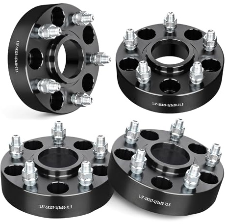 EVIL ENERGY 5x5 Wheel Spacers 1.5 inch Compatible with Jeep 1999-2010 Grand Cherokee, 5x127 mm Hubcentric with Lip 5 Lugs 71.5 mm Hub Bore 1/2x20 Studs Black