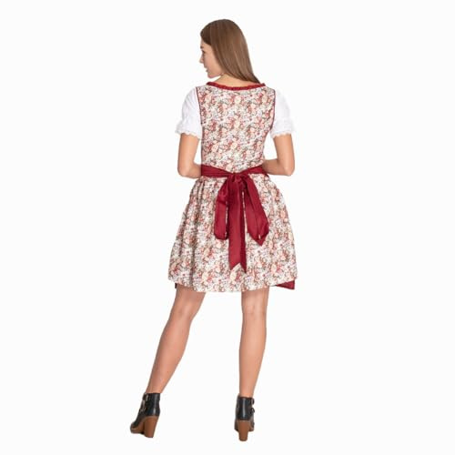 MUWO Traditionella kostymdräkt för män och Dirndl kvinnor, oktoberfest-kostym, MIESEPETER | Traditionella folkfestkläder – inkl. blus, klänning, förkläde, byxor och skjorta, Dirndl vinröd, M