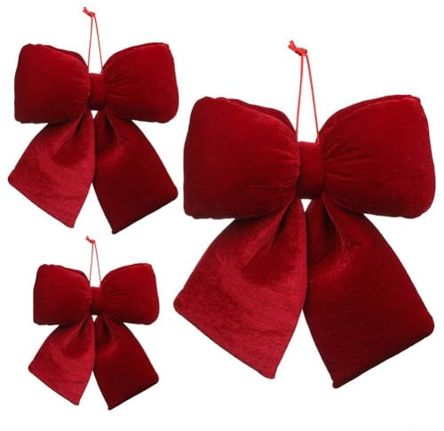 Weihnachtsschleifen, rote Samtschleifen, rote Schleife, Ornamente für Zuhause, Party, Kranz, Girlande, Dekoration, perfekte Verbesserungen für Ihr Weihnachten für Feiern (L)