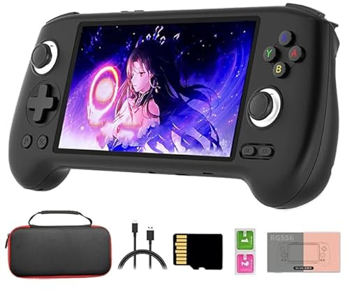 RG556 Console de jeu portable rétro 256 Go 8 000 jeux, Android 13 Unisoc T820, 5,4 AMOLED écran WiFi pour adultes et enfants (4 + 128 Go)
