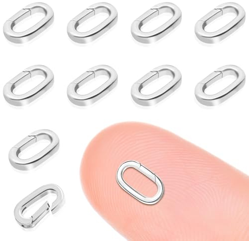 10 Stück Ovaler Karabinerverschluss für Halsketten Federverschlüsse aus Edelstahl Armband Verschlüsse Schlüsselanhänger Verschlussverschlüsse Halsketten Clips Verkürzer für Schmuckherstellung (S)