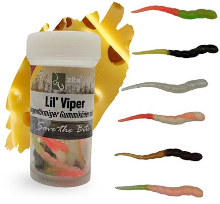 Zite Fishing Lil Viper Gummiköder Forelle Mix | 12 STK Forellen-Köder Gummi 4,5cm | Twitchköder UL Angeln & Sbirolino Fischen | Phthalatfrei & Handgefertigt (Allround Mix Knoblauch)