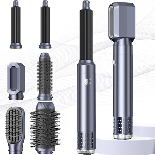 Airbrush Hair Styler 6 in 1 Magic Styler Pro Air Styler, Hair Multi Styler with Blow Dry Hair Brush, Aircurler, Hair Wrap Curler, for Drying, Curling, Volumizing, Straightening, Sleeking in One Step