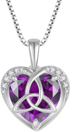 YL Collana Nodo Celtico Cuore Argento 925 con 12 Pietra Portafortuna Zirconia Cubica Pera Ciondolo per Donna Mamma
