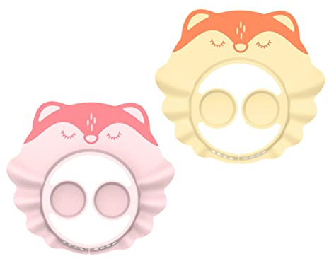 HAMPPLIES 2stücke Badehaube aus Eva Verstellbar für Duschen Ausflüge Haare Schneiden Ohrschutz Cartoon-design