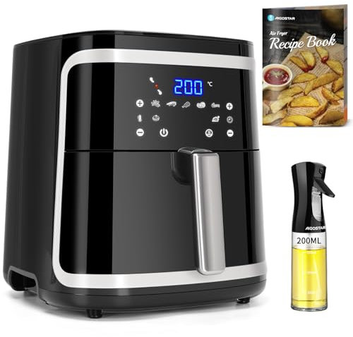 Aigostar Freidora de Aire XXL 7 Litros/2Kg, Air Fryer con Doble Cesta Independiente, Tecnología Rapid Air, 8 Programas, Función de Mantenimiento de Calor, App de Recetas/Libro de Recetas, 1900W